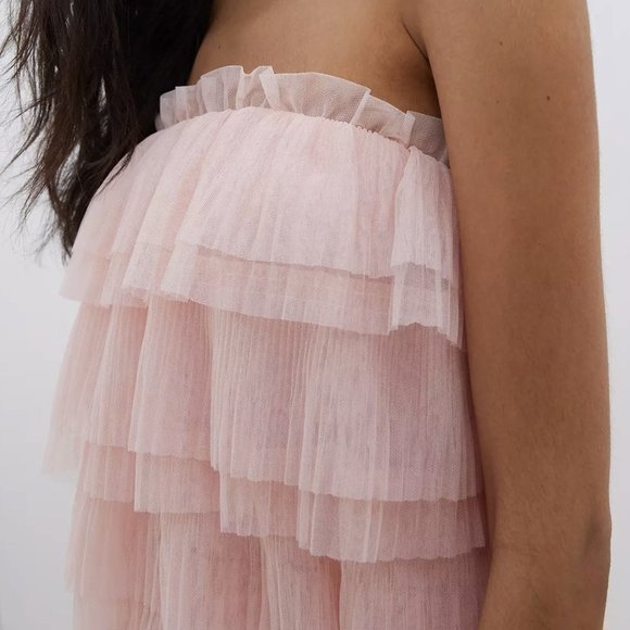 Anthropologie NWT Eva Franco Victoire Tiered Tulle Mini Dress Pink Party Sz 8 - Picture 3 of 13